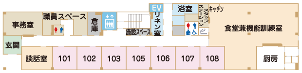 介護付き有料老人ホーム　寿寿 ー ことこと　１階案内図